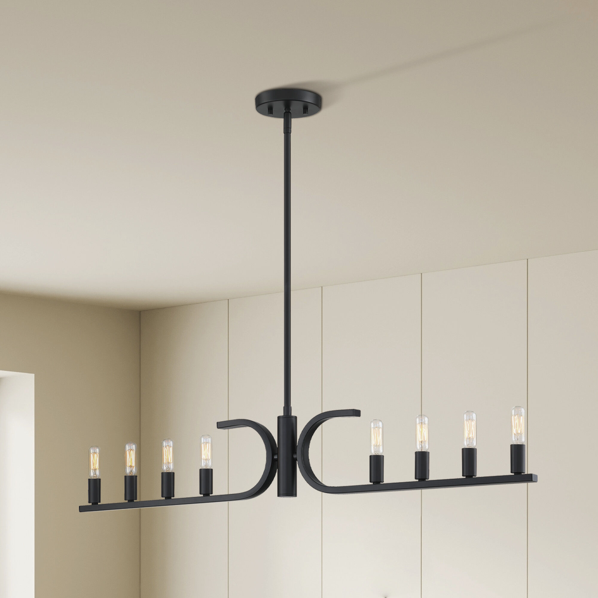 Skye 8 Light 39.5 inch Matte Black Island Pendant Ceiling Light
